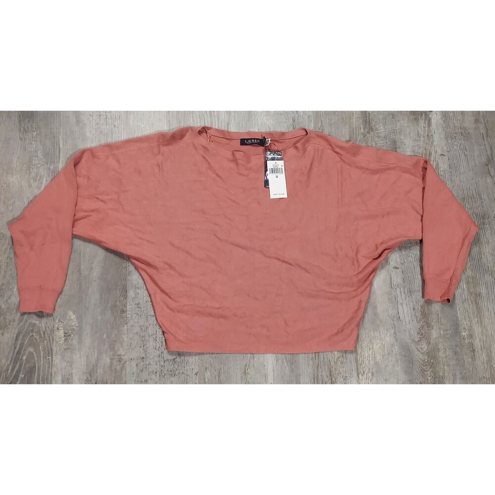 Ralph Lauren Black Label Sweater Womens M Crop Top Dusty Rose Dolman NWT